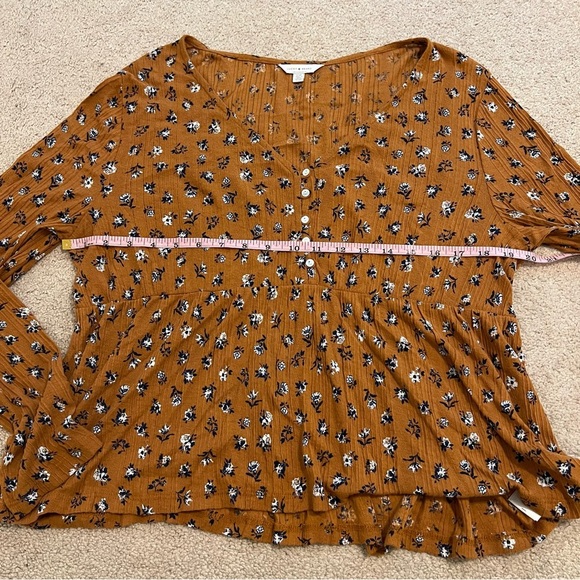 Lucky Brand Floral Blouse Long Sleeve Shirt Size Large Boho Top Spring Summer - Picture 8 of 9